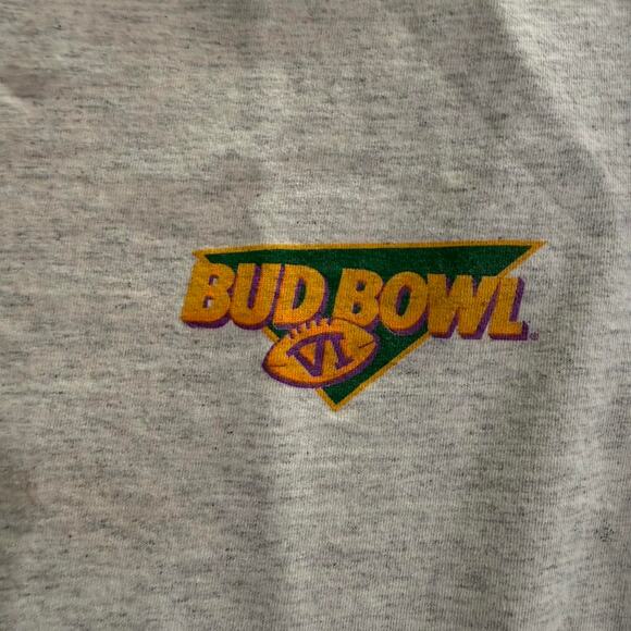 Vintage Budweiser “Bud Bowl VI” Tee Gray - Size M - Single Stitch - Picture 5 of 8